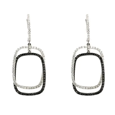 18K White Gold Black Diamond Earrings