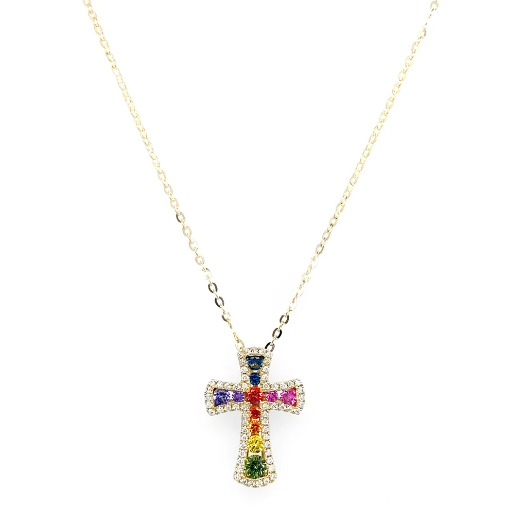18K Yellow Gold Fancy Sapphire Necklace