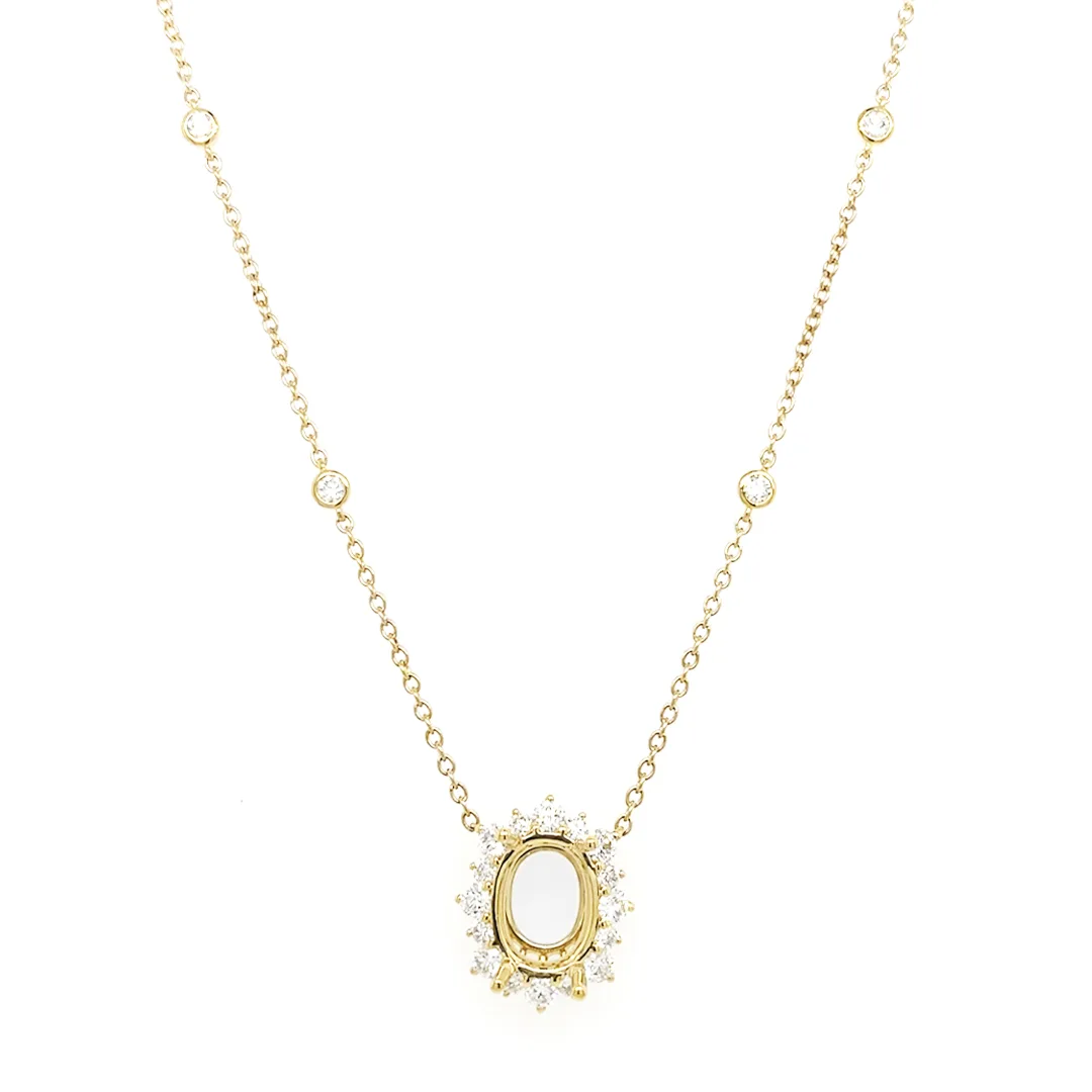 18K Yellow Gold Semi Mount Necklace
