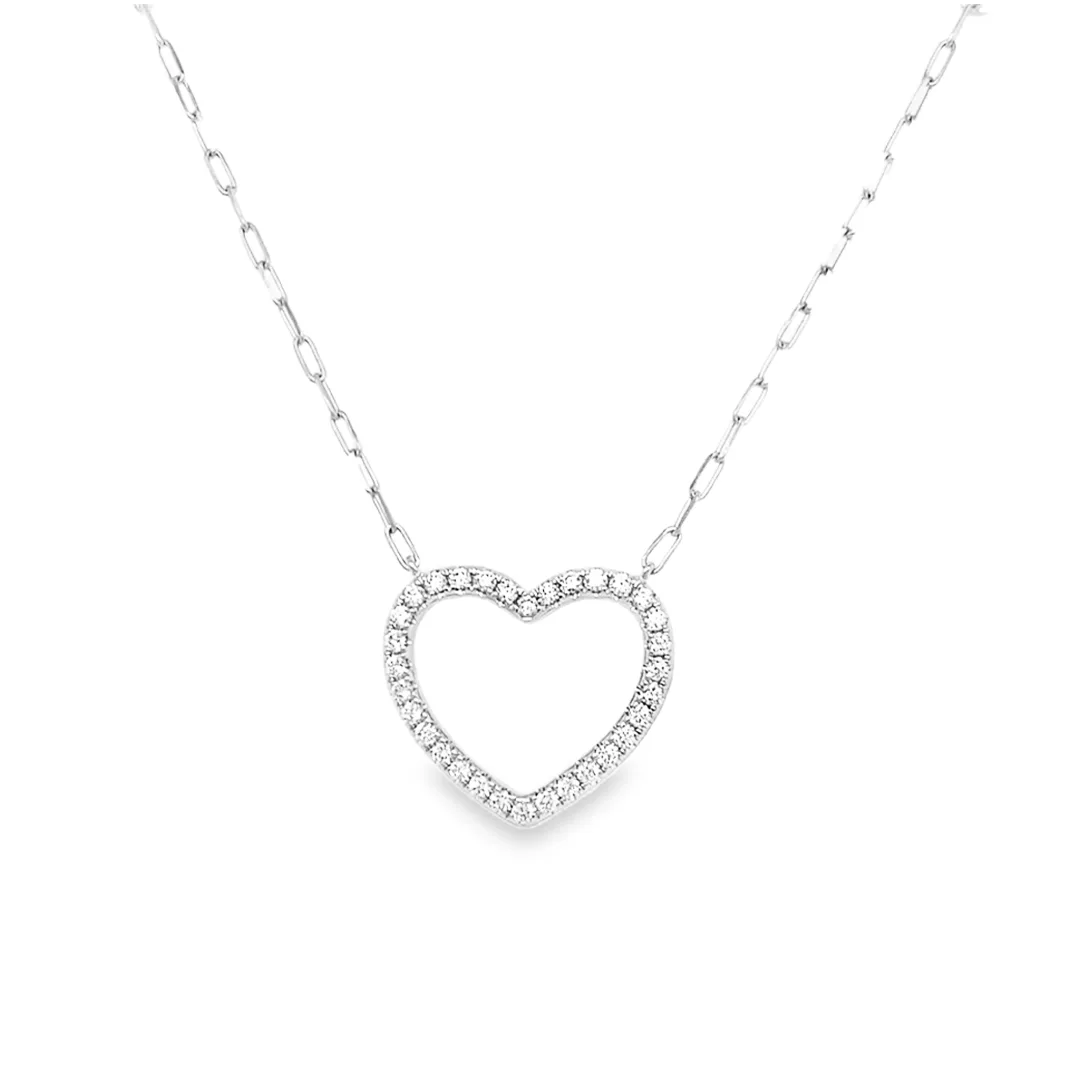 18K White Gold Heart Necklace