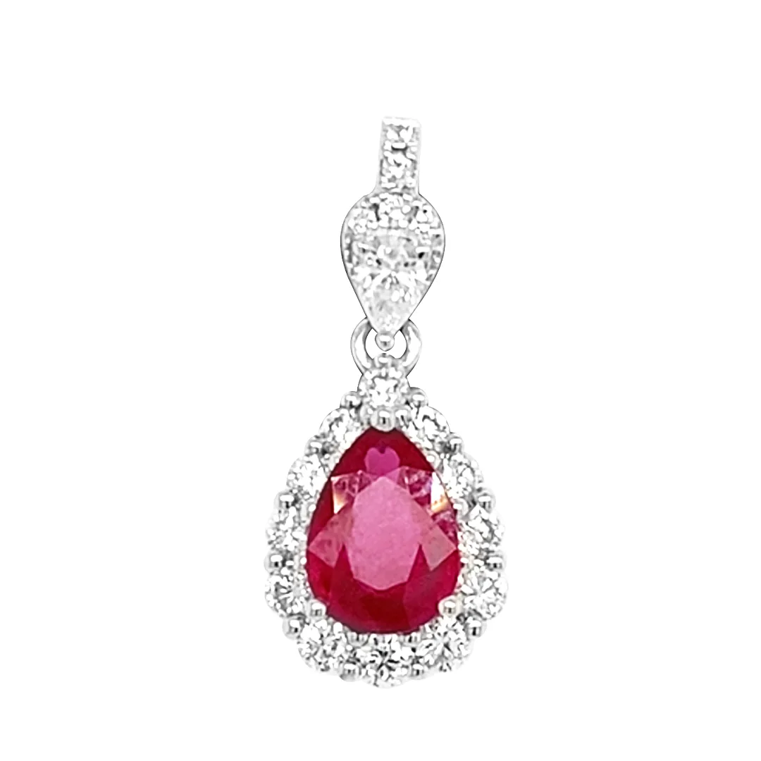 18K White Gold Ruby Pendant