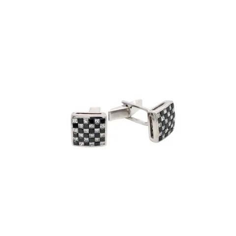 18K White Gold Black Diamond Cufflinks