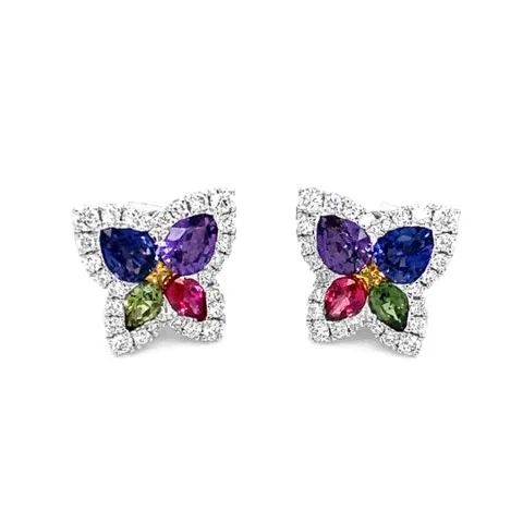 18K White Gold Fancy Sapphire Earrings