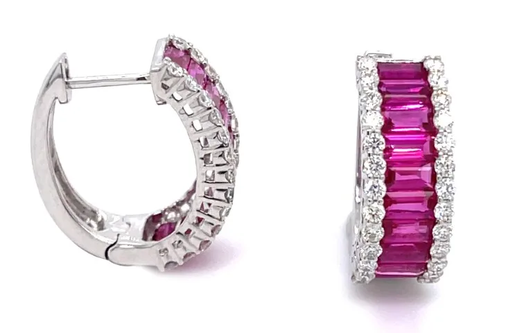 18K White Gold Ruby Earrings