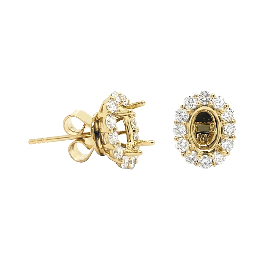 18K Yellow Gold Semi Mount Earrings