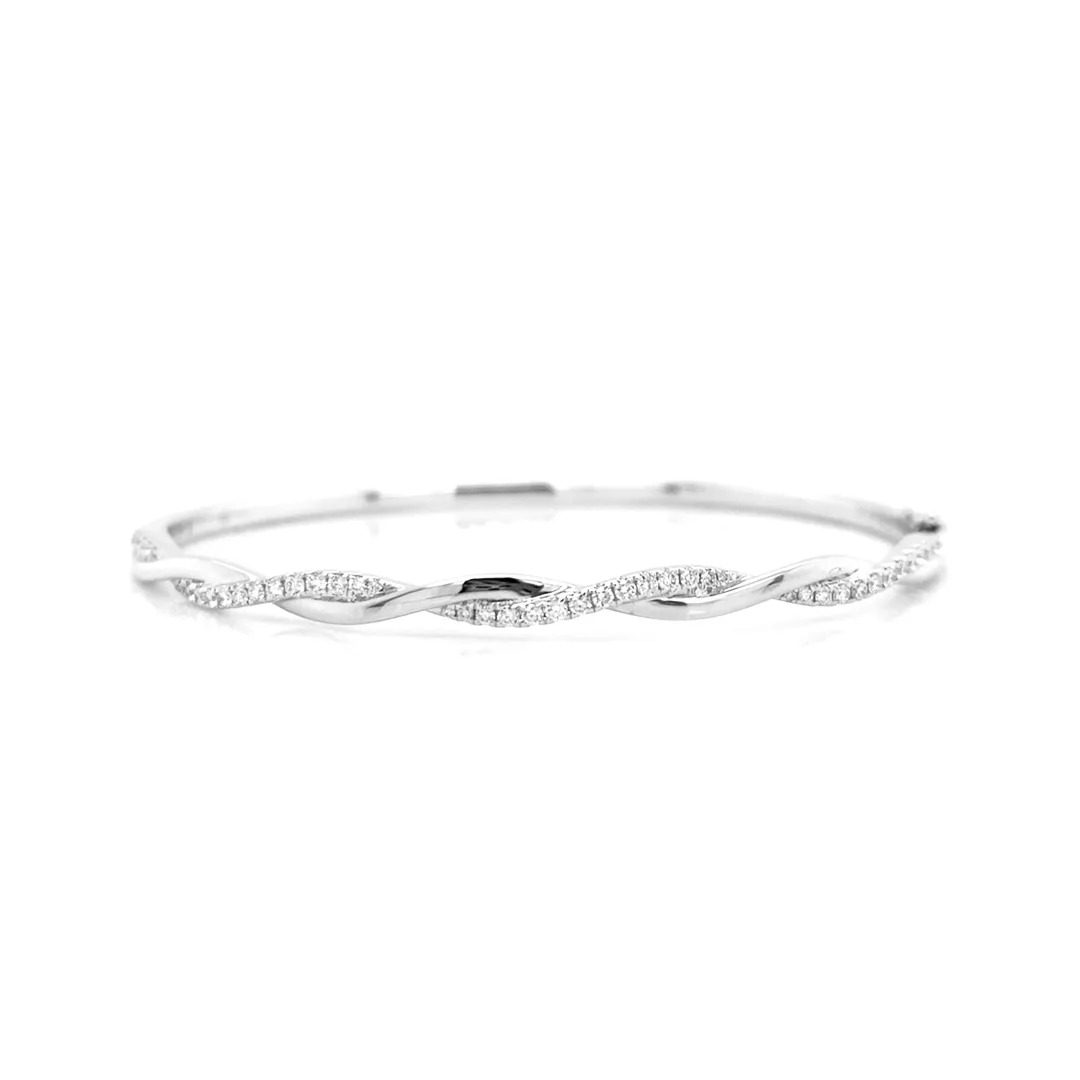 18K White Gold Diamond Bangle