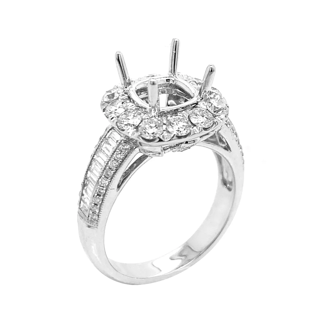 18K White Gold Semi Mount Ring