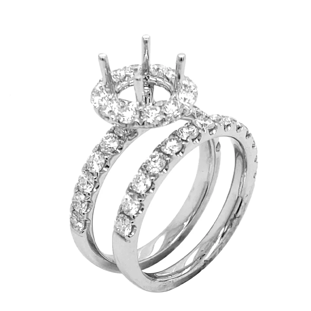18K White Gold Semi Mount Set Ring