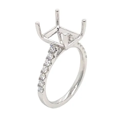 18K White Gold Semi Mount Ring