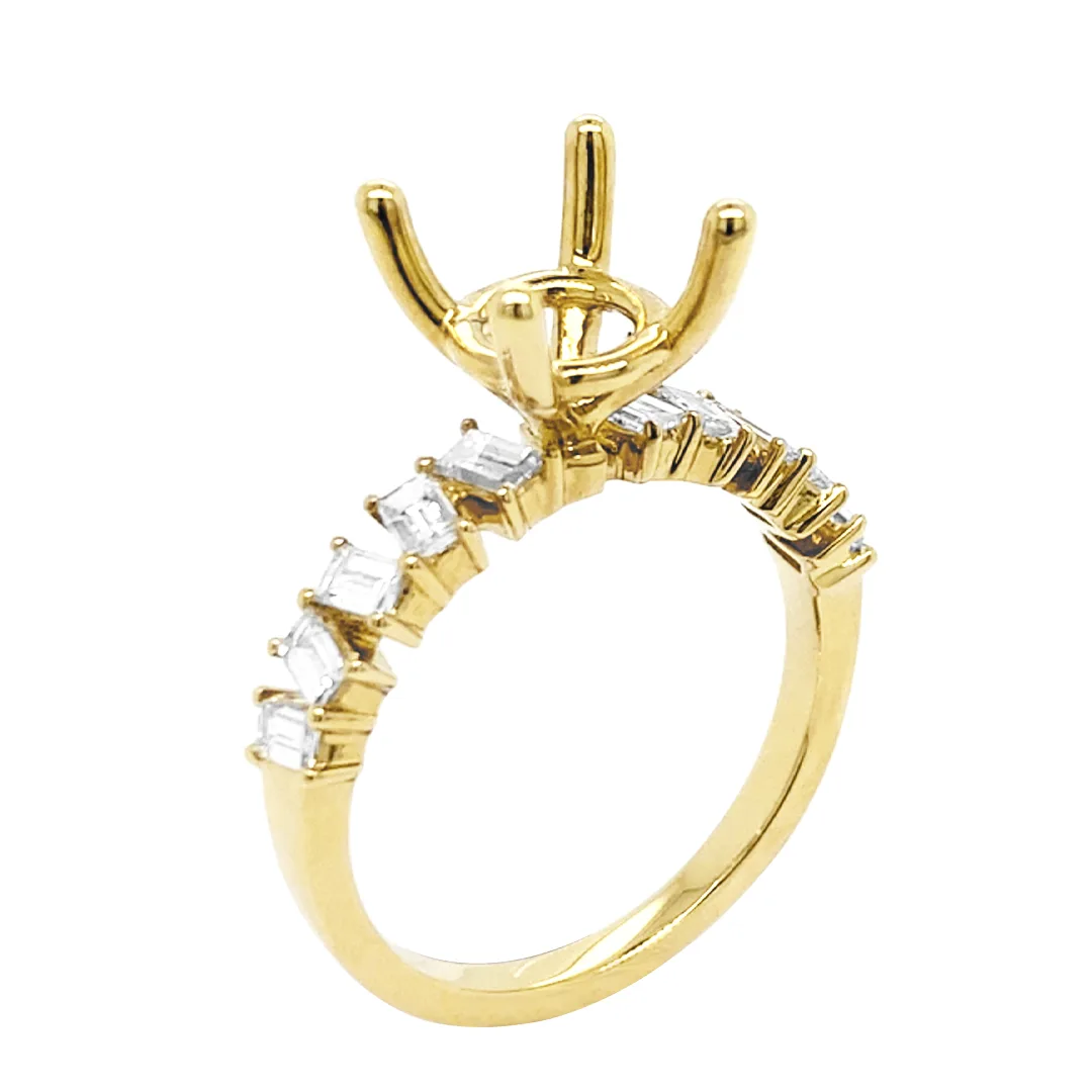 18K Yellow Gold Semi Mount Ring