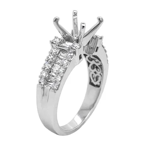 18K White Gold Semi Mount Ring