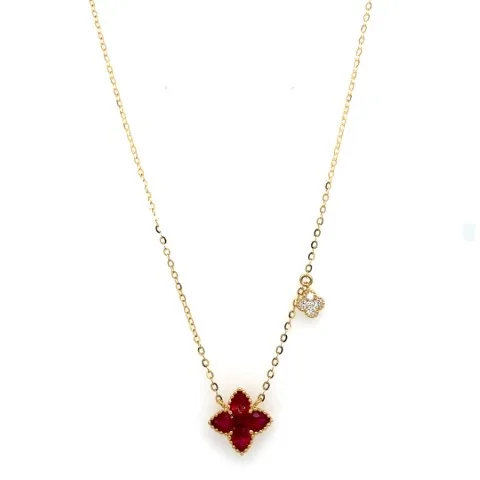 14K Yellow Gold Ruby Necklace
