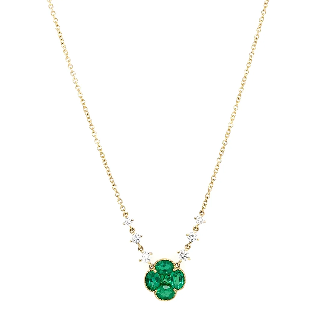 18K White Gold Emerald Necklace