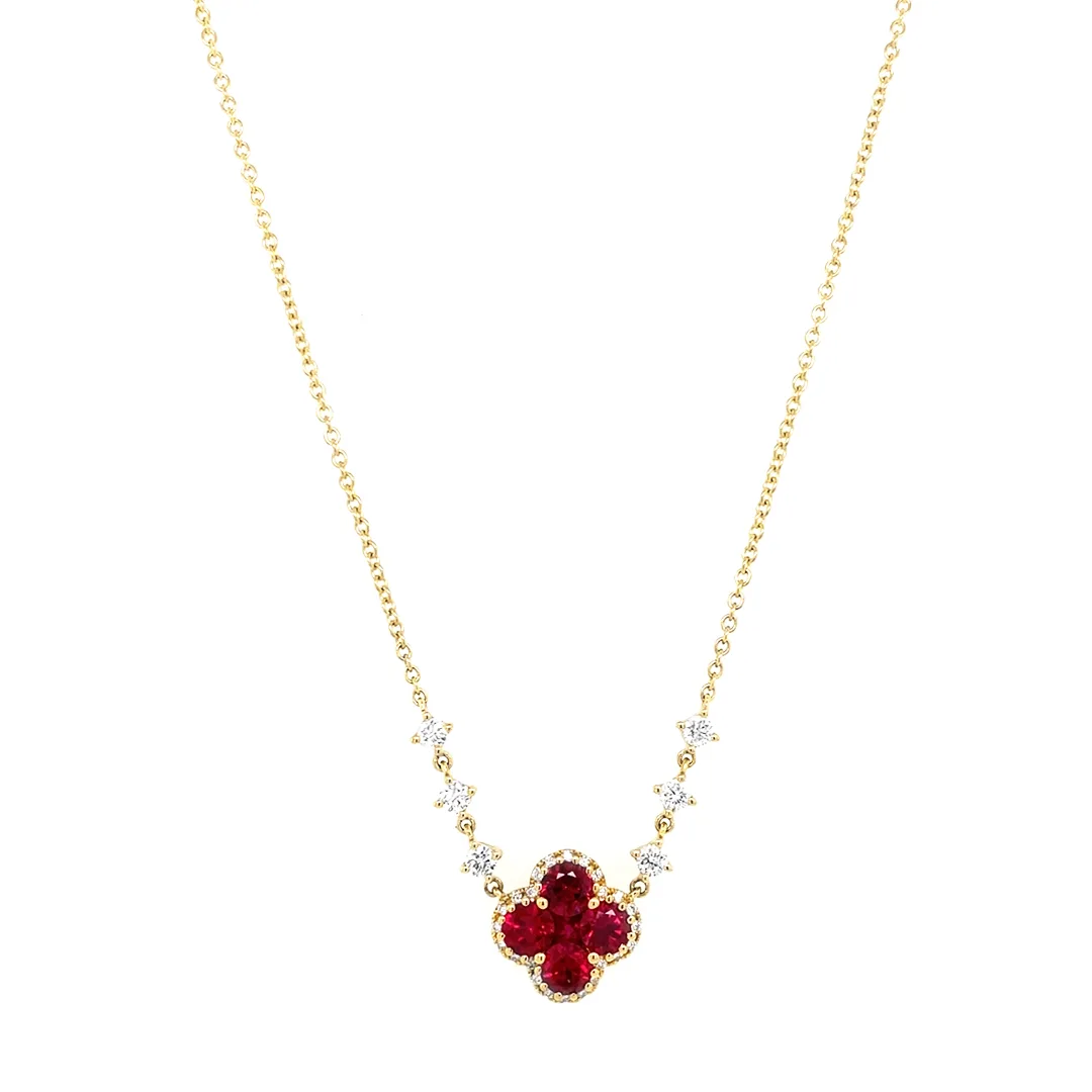 18K Yellow Gold Ruby Necklace