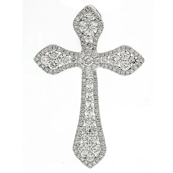 18K White Gold Diamond Cross Pendant