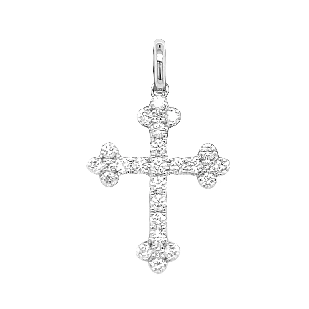 18K White Gold Diamond Cross Pendant