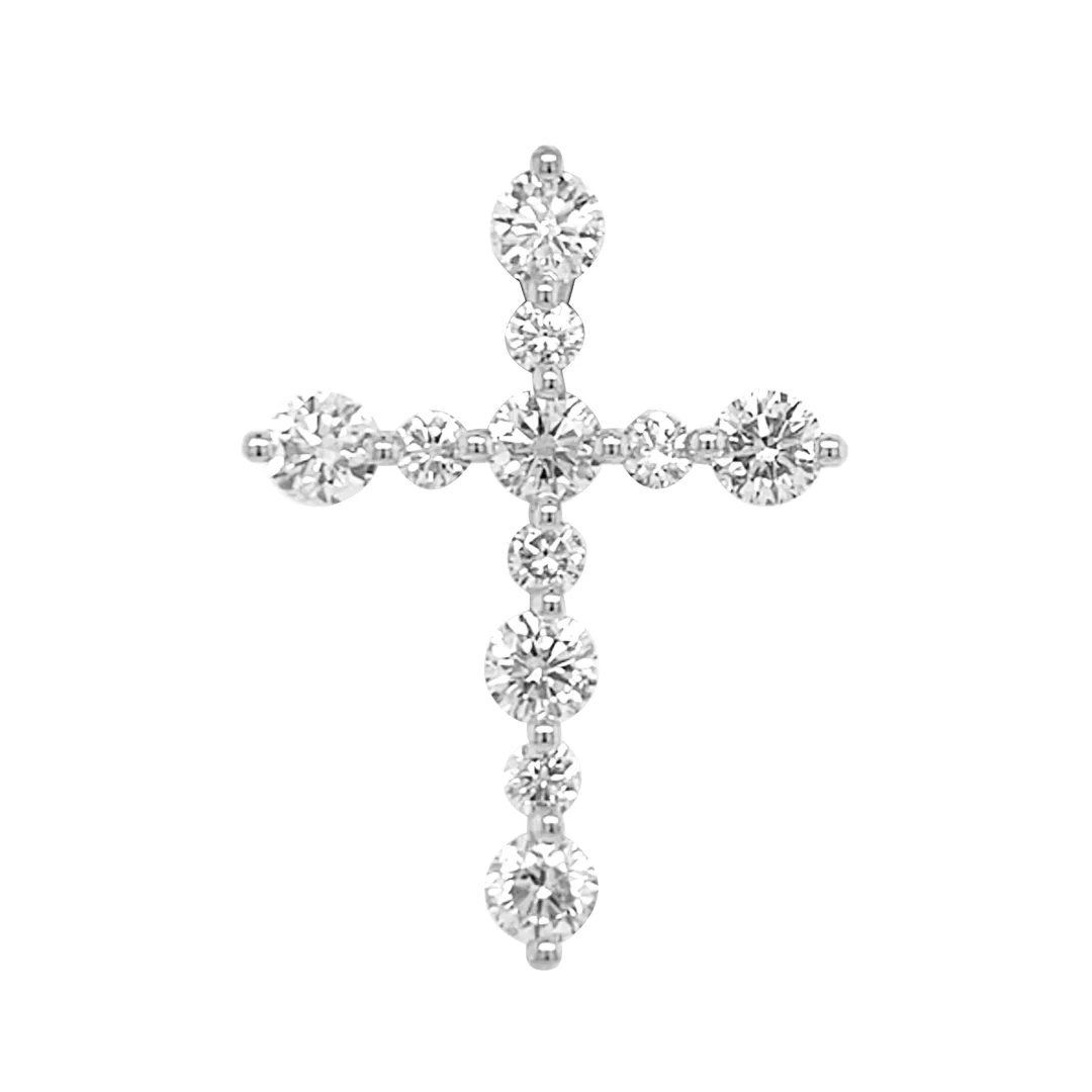 18K White Gold Diamond Cross Pendant