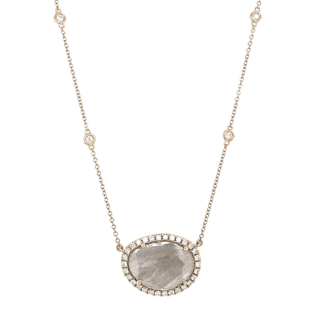 18K Rose Gold Diamond Slice Necklace