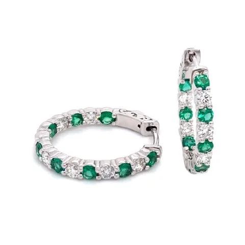 18K White Gold Emerald Earrings