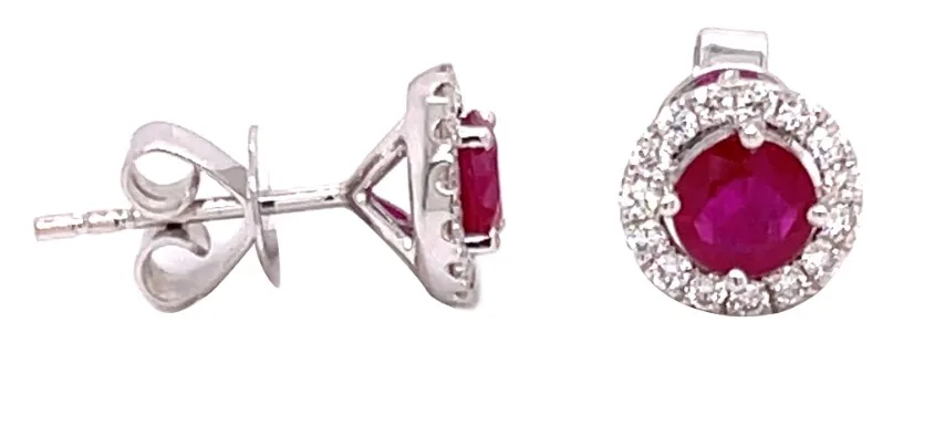 18K White Gold Ruby Earrings