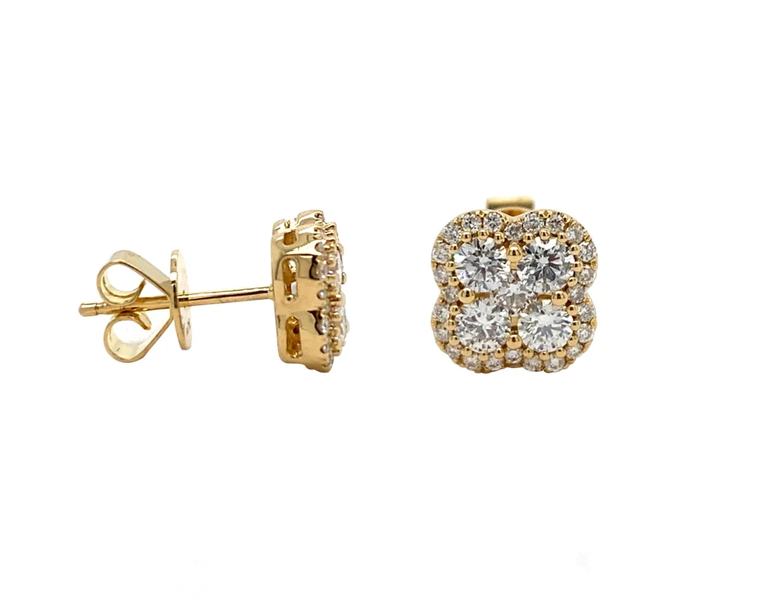 18K Yellow Gold Diamond Earrings
