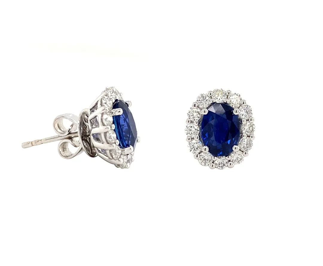 18K White Gold Sapphire Earrings