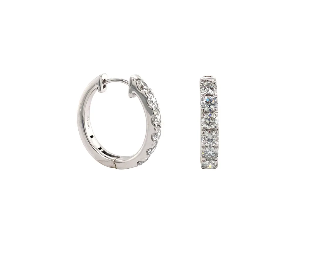 18K White Gold Hoop Earrings