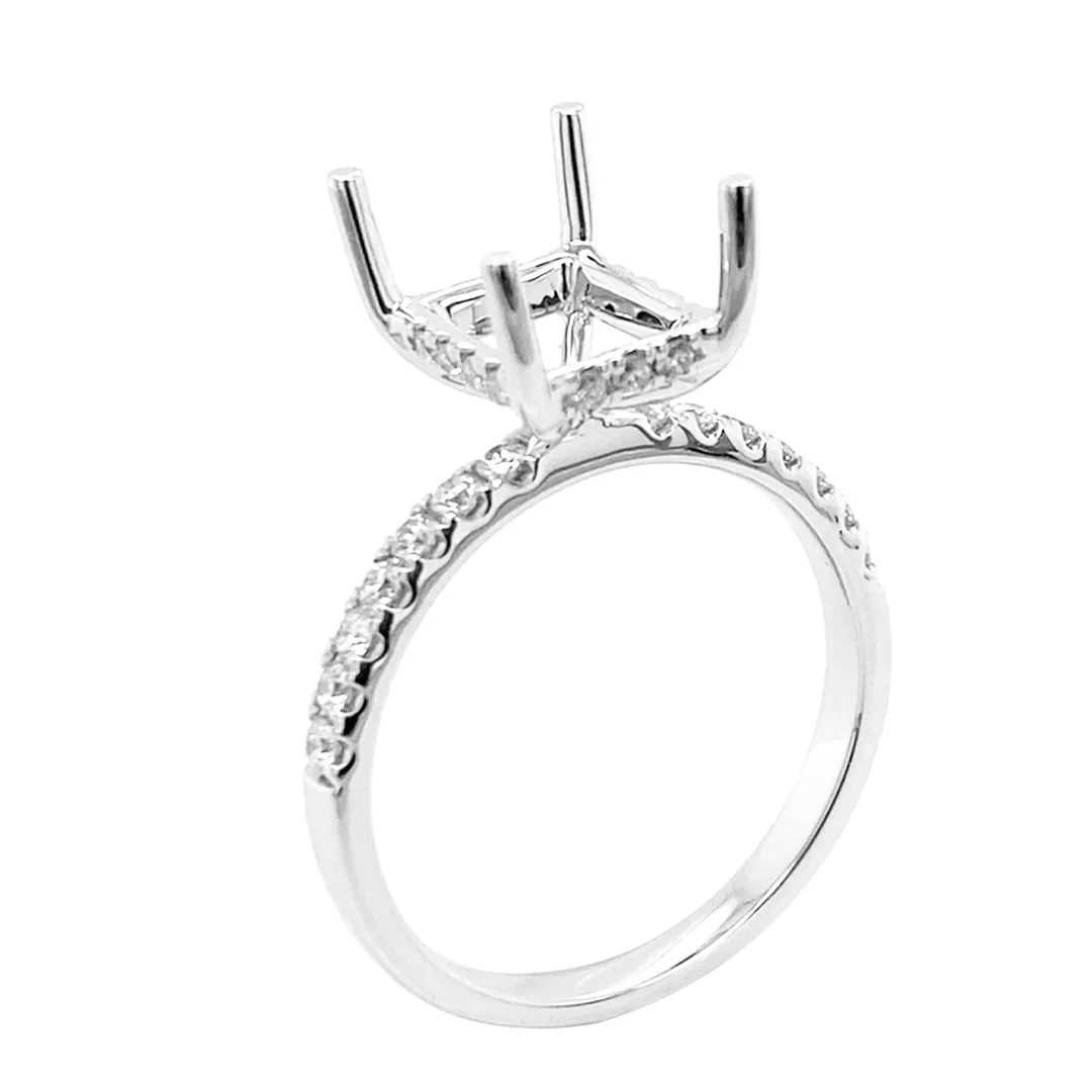 18K White Gold Semi Mount Ring