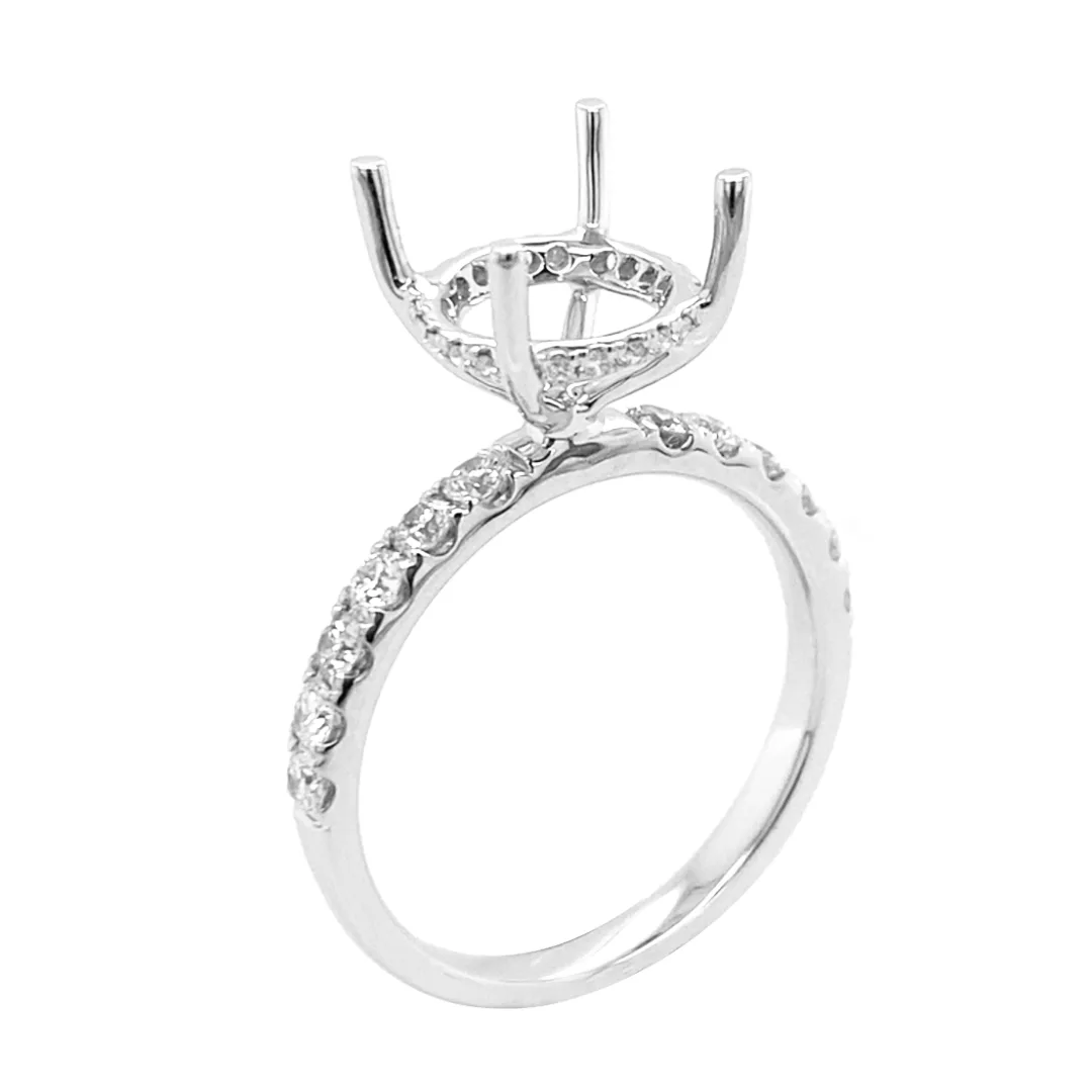 18K White Gold Semi Mount Ring