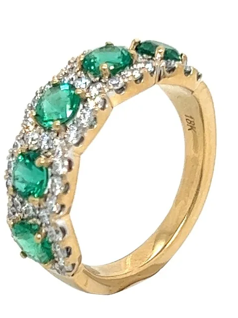 18K Yellow Gold Emerald Band