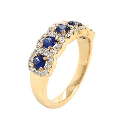 18K Yellow Gold Sapphire Band