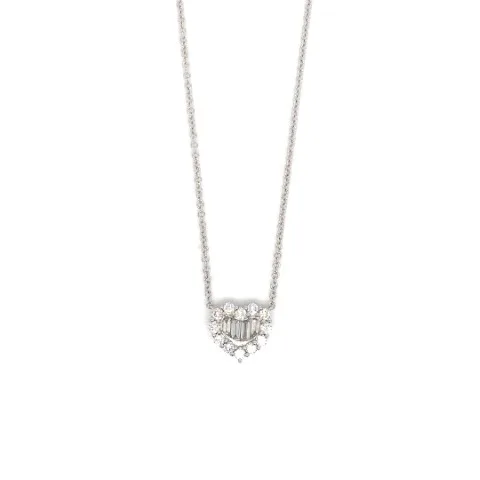 18K White Gold Diamond Heart Necklace