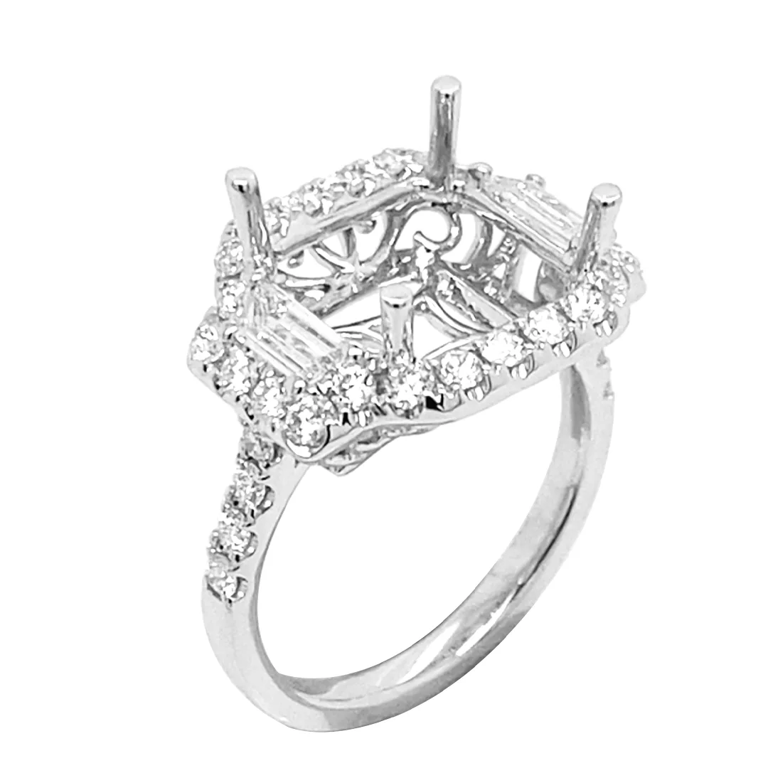 18K White Gold Semi Mount Ring