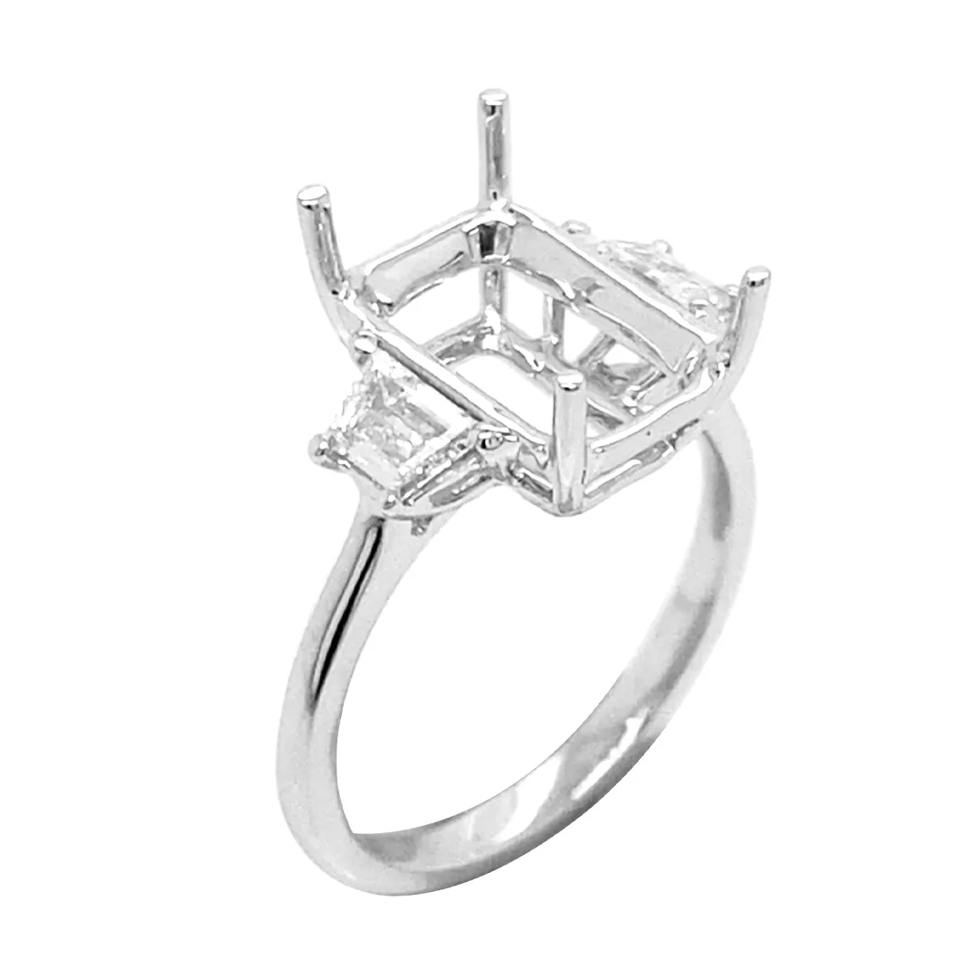 18K White Gold Semi Mount Ring