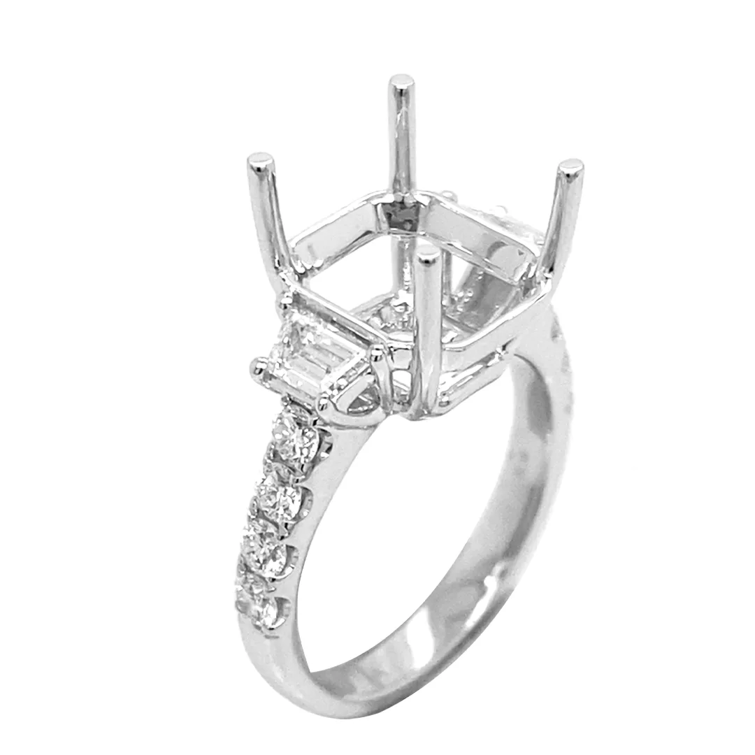 18K White Gold Semi Mount Ring