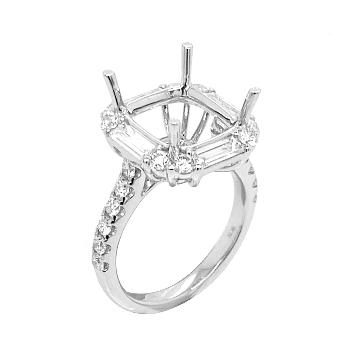 18K White Gold Semi Mount Ring