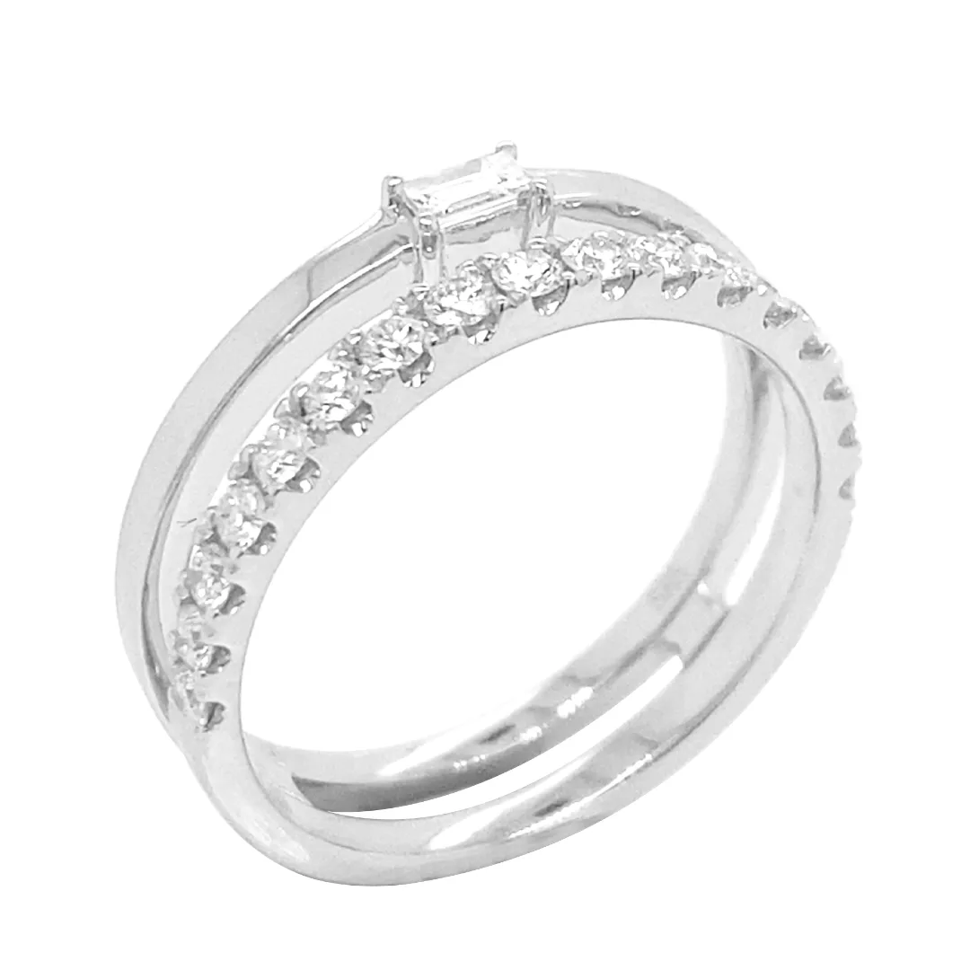 14K White Gold Diamond Band