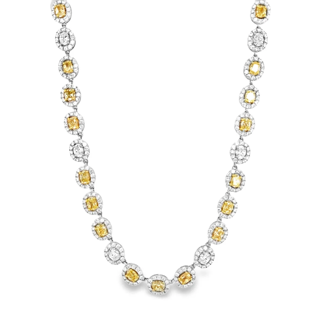 18K Two-Tone Gold Yellow Diamond Necklace