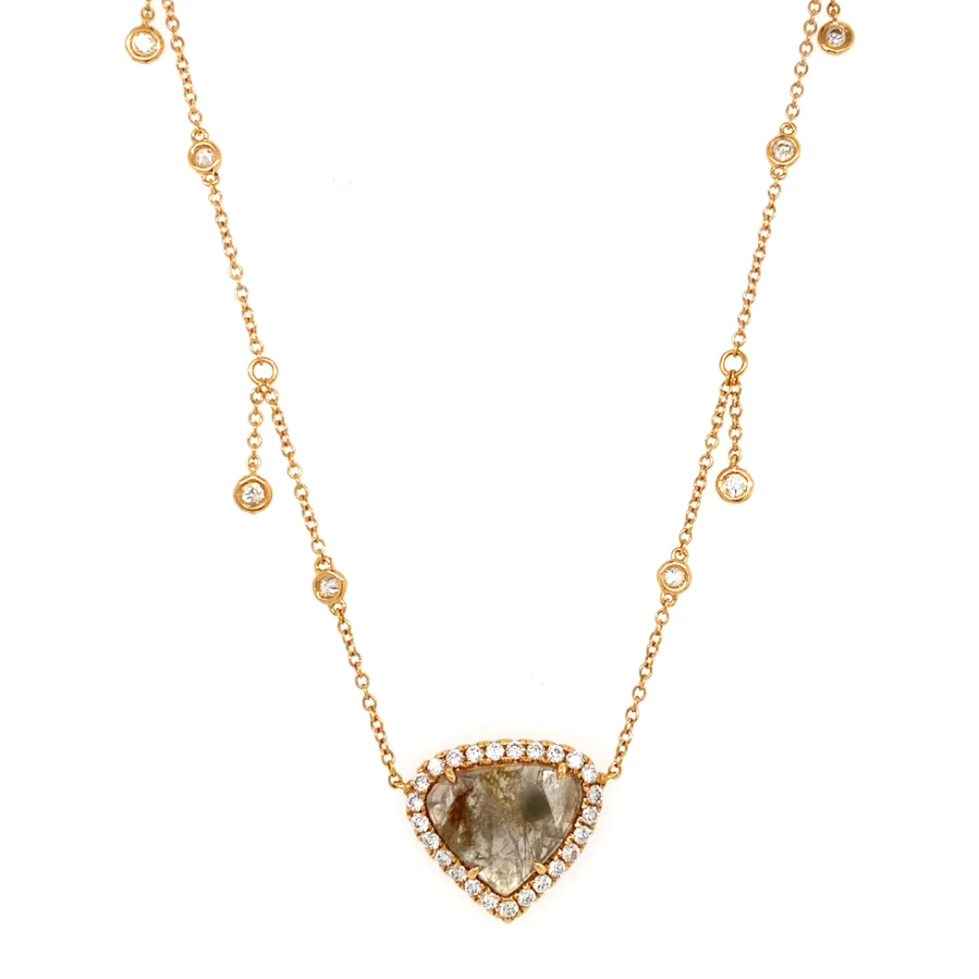 18K Rose Gold Diamond Slice Necklace