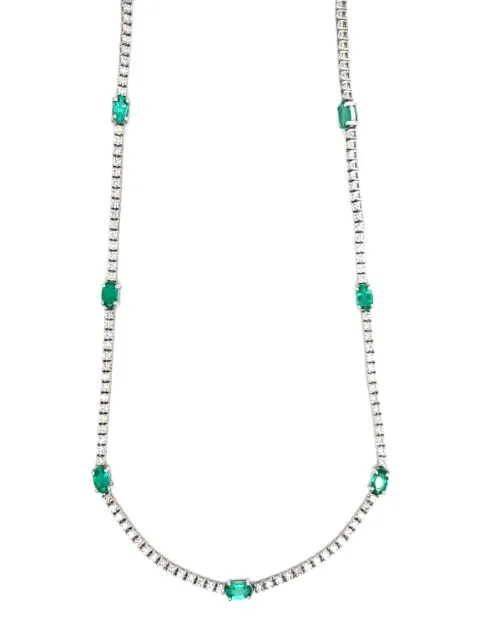 18K White Gold Emerald Necklace