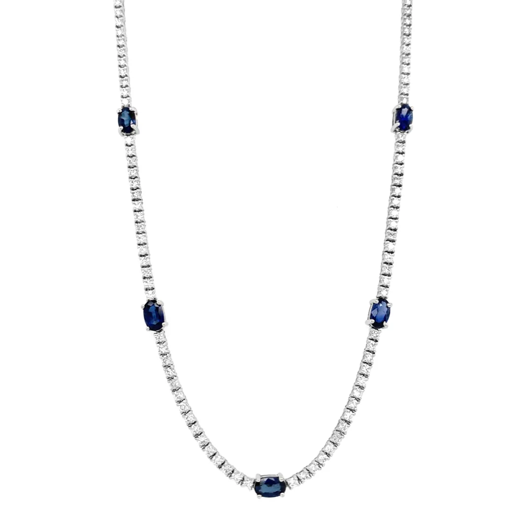 18K White Gold Sapphire Necklace