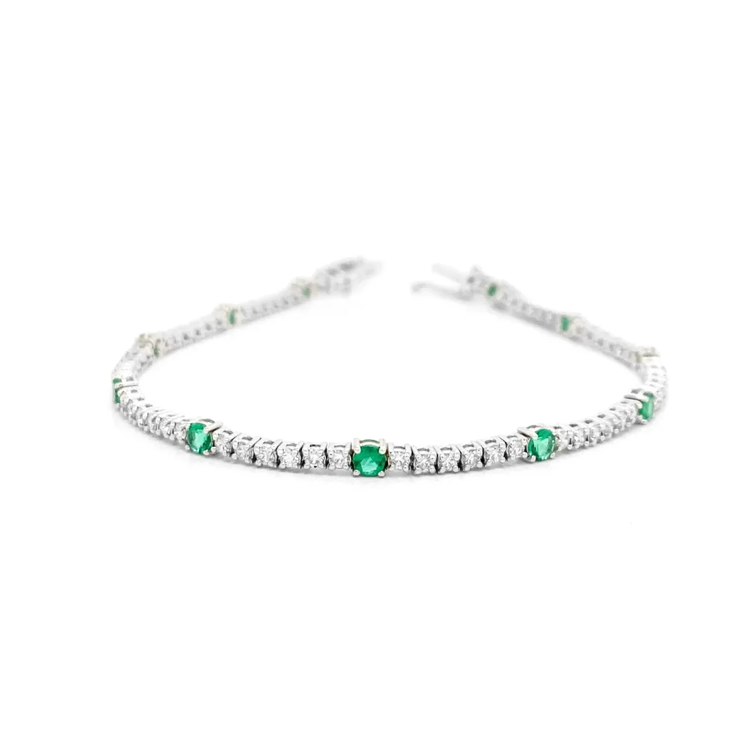 18K White Gold Emerald Bracelet