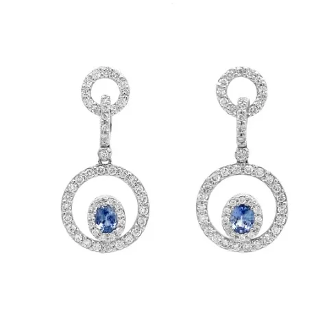 18K White Gold Sapphire Earrings