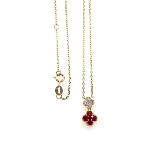 18K Yellow Gold Ruby Necklace