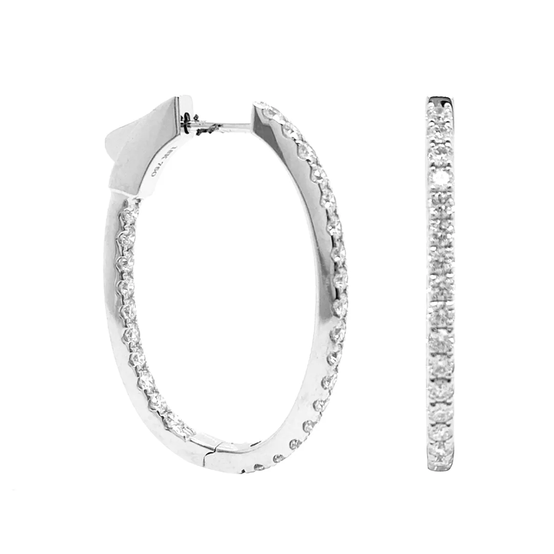 18K White Gold Hoop Earrings