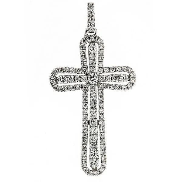 18K White Gold Diamond Cross Pendant
