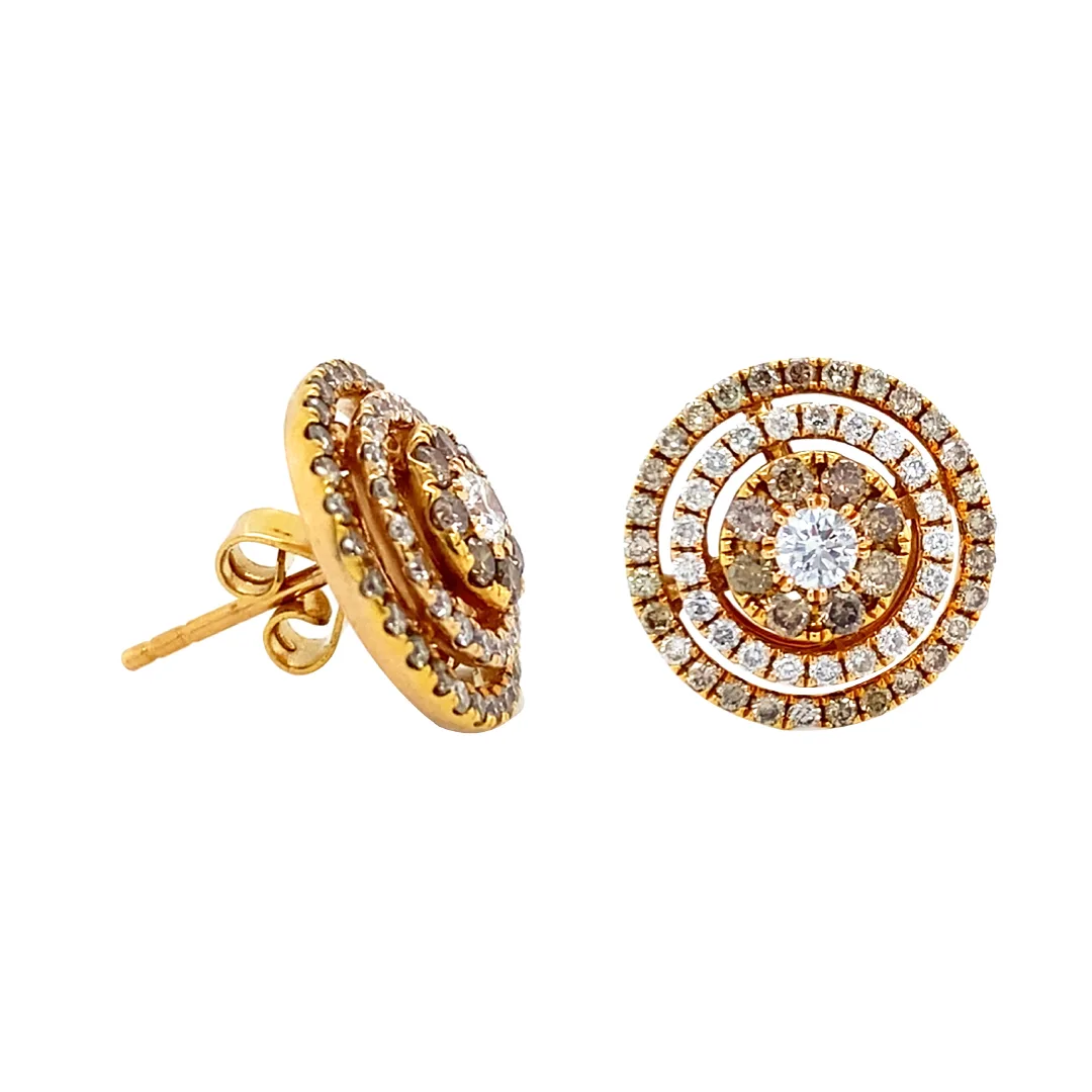 18K Rose Gold Brown Diamond Earrings