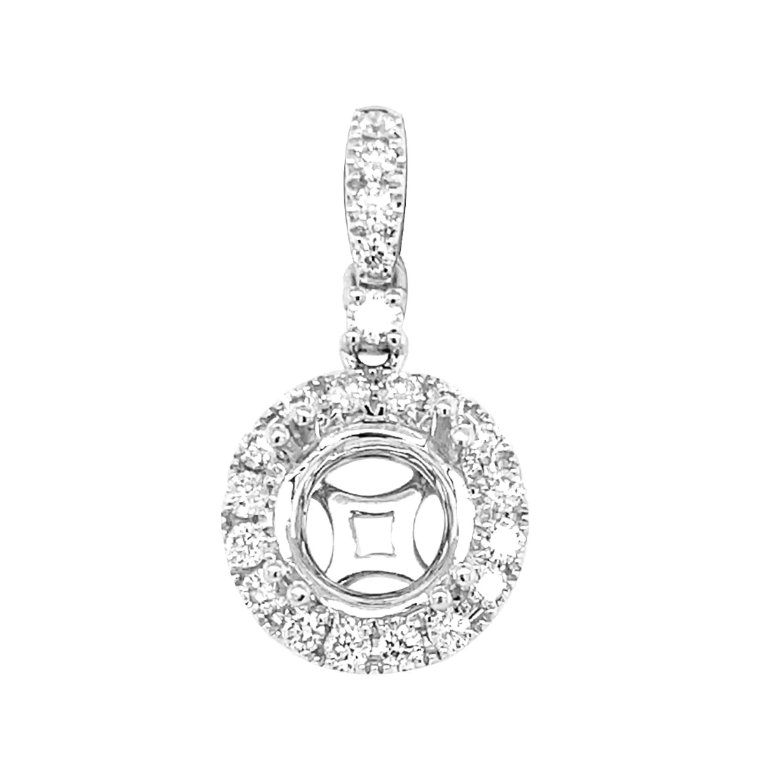 18K White Gold Semi Mount Pendant