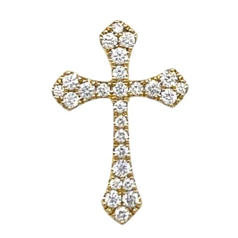 18K Yellow Gold Diamond Cross Pendant