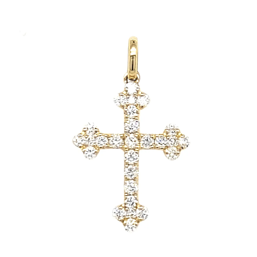 18K White Gold Diamond Cross Pendant